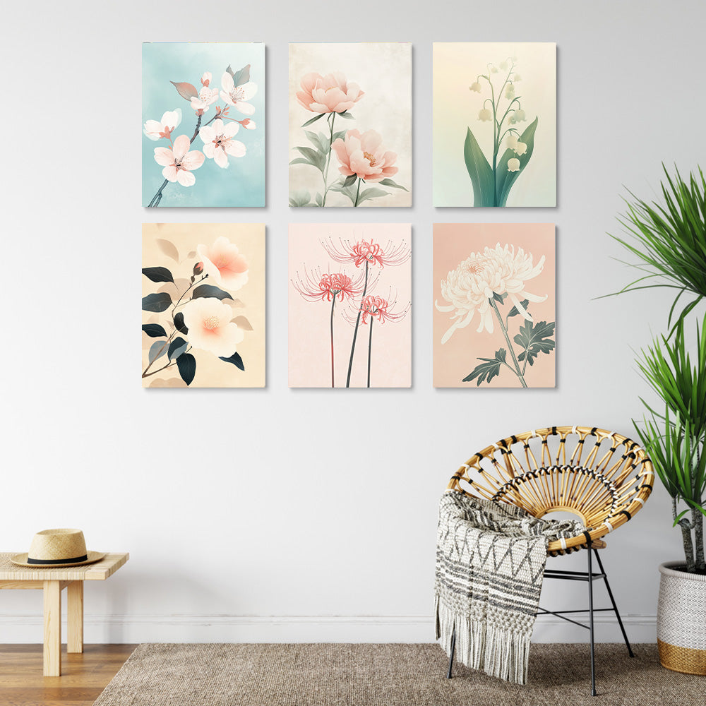 Verschillende Soorten Bloemen 6 Stuks Mini Schilderen op Nummers