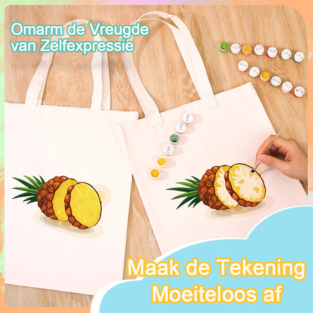 Verse Ananas Canvas Tote Bag Schilderen op Nummers