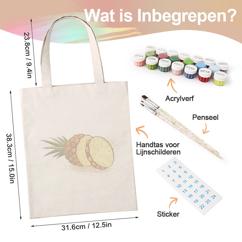 Verse Ananas Canvas Tote Bag Schilderen op Nummers