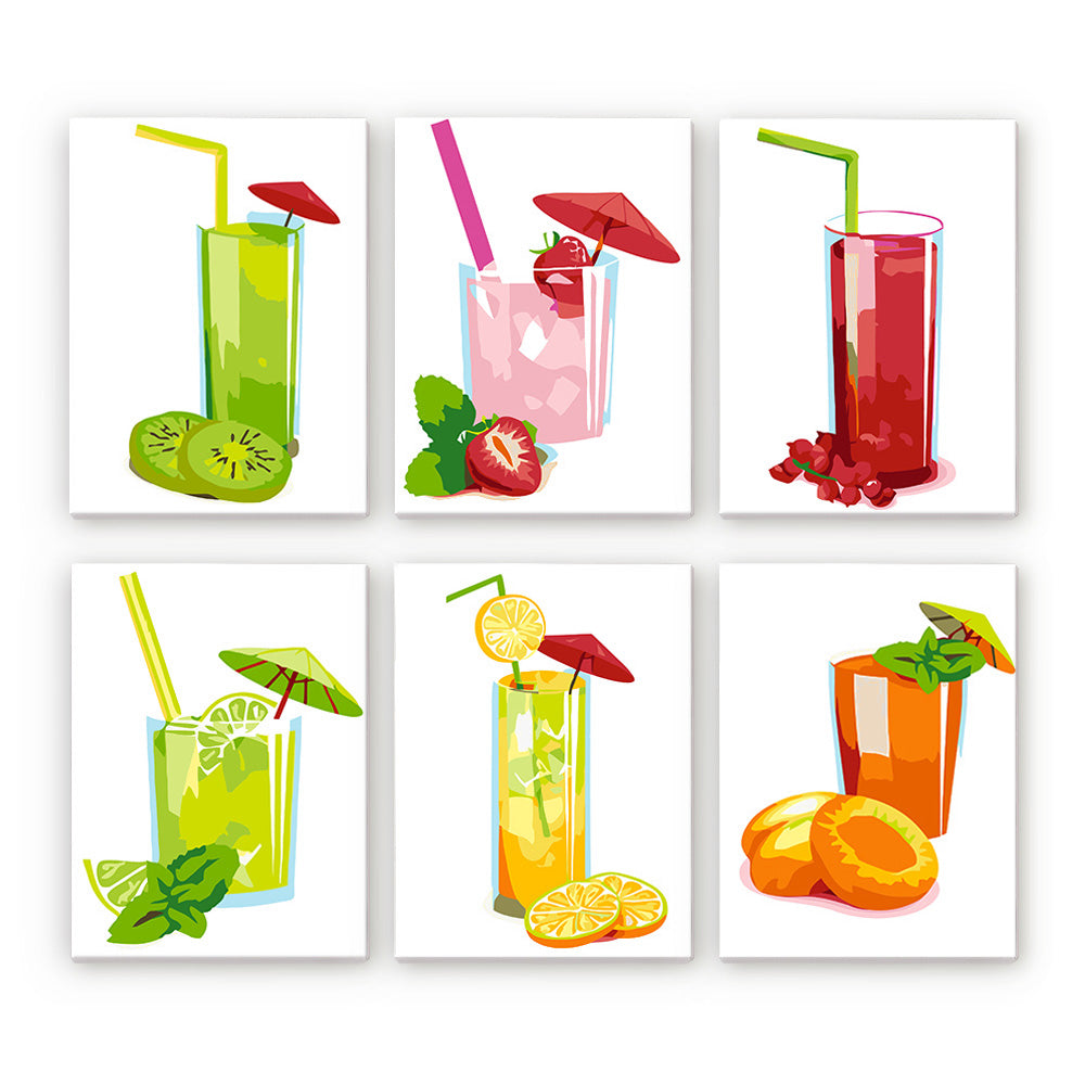 Versgeperst Fruitsap 6 Stuks Mini Schilderen op Nummers