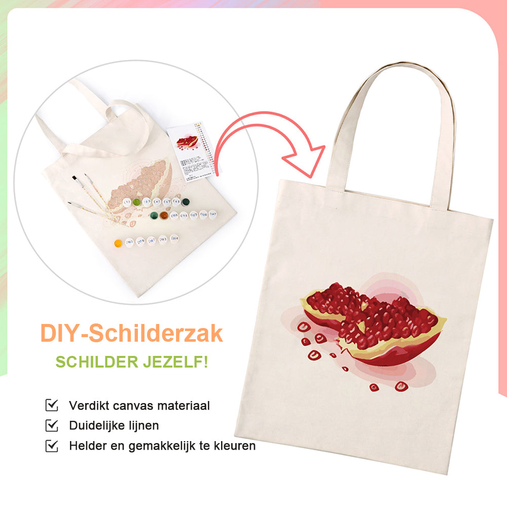 Volle Rode Granaatappelpitten Canvas Tote Bag Schilderen op Nummers