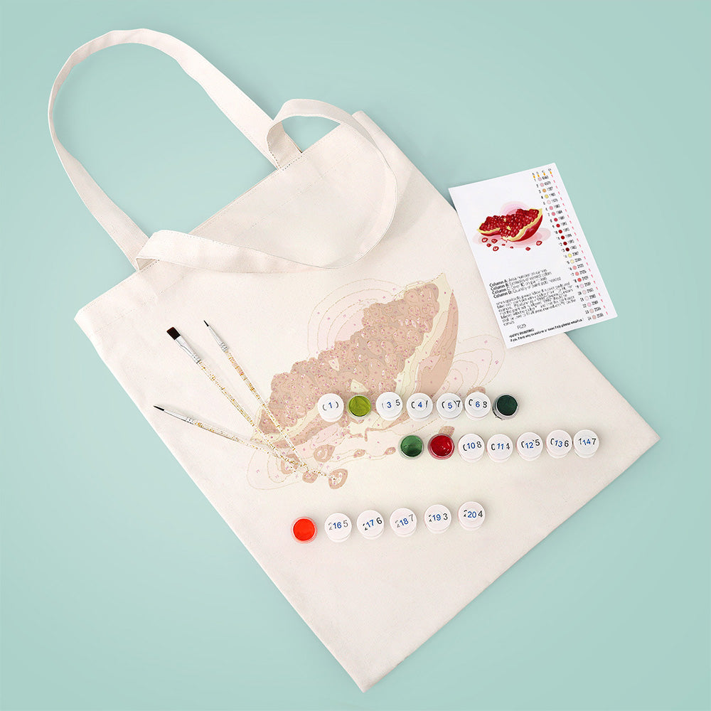 Volle Rode Granaatappelpitten Canvas Tote Bag Schilderen op Nummers