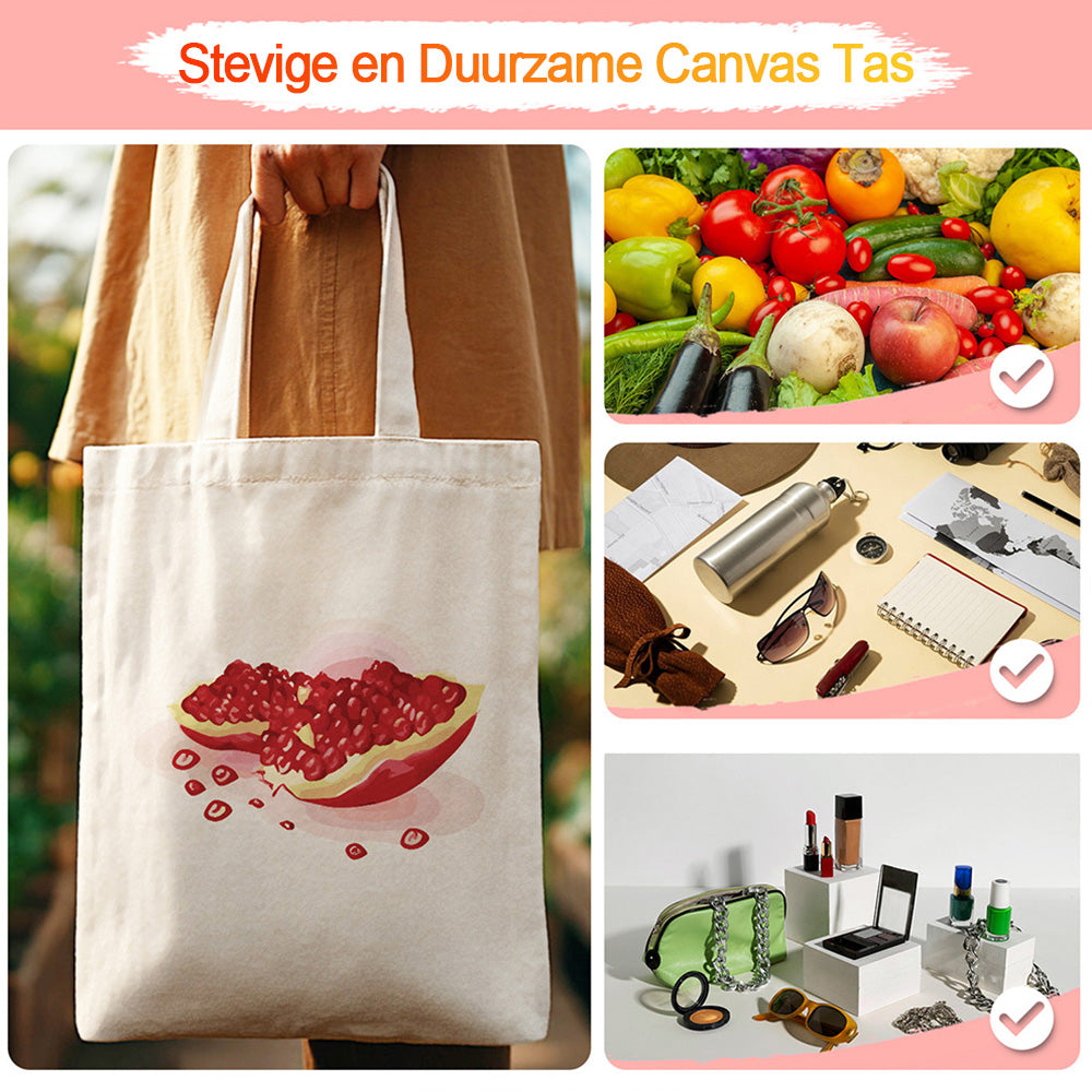 Volle Rode Granaatappelpitten Canvas Tote Bag Schilderen op Nummers