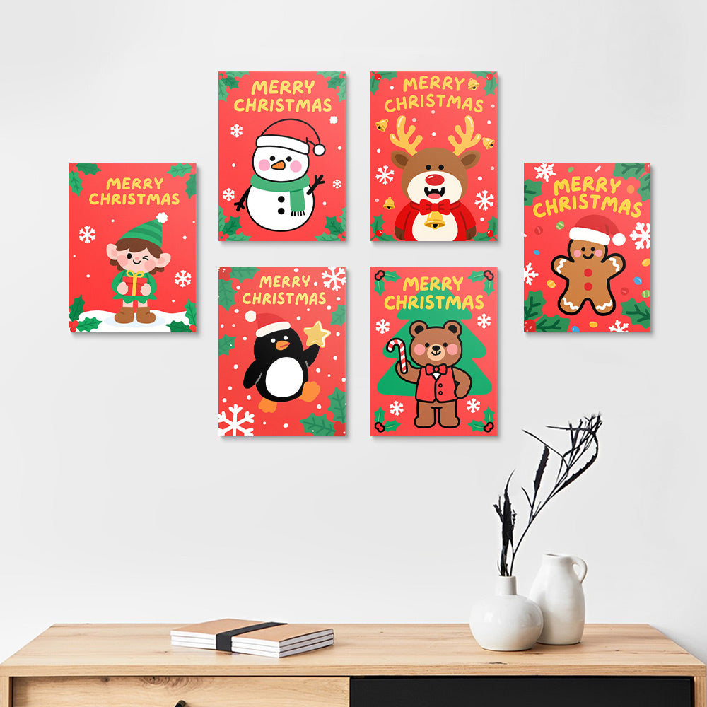 Vrolijk Kerstfeest voor de Dieren 6 Stuks Mini Schilderen op Nummers