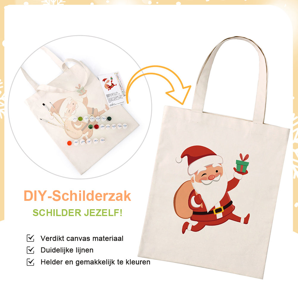Vrolijke Kerstman Canvas Tote Bag Schilderen op Nummers