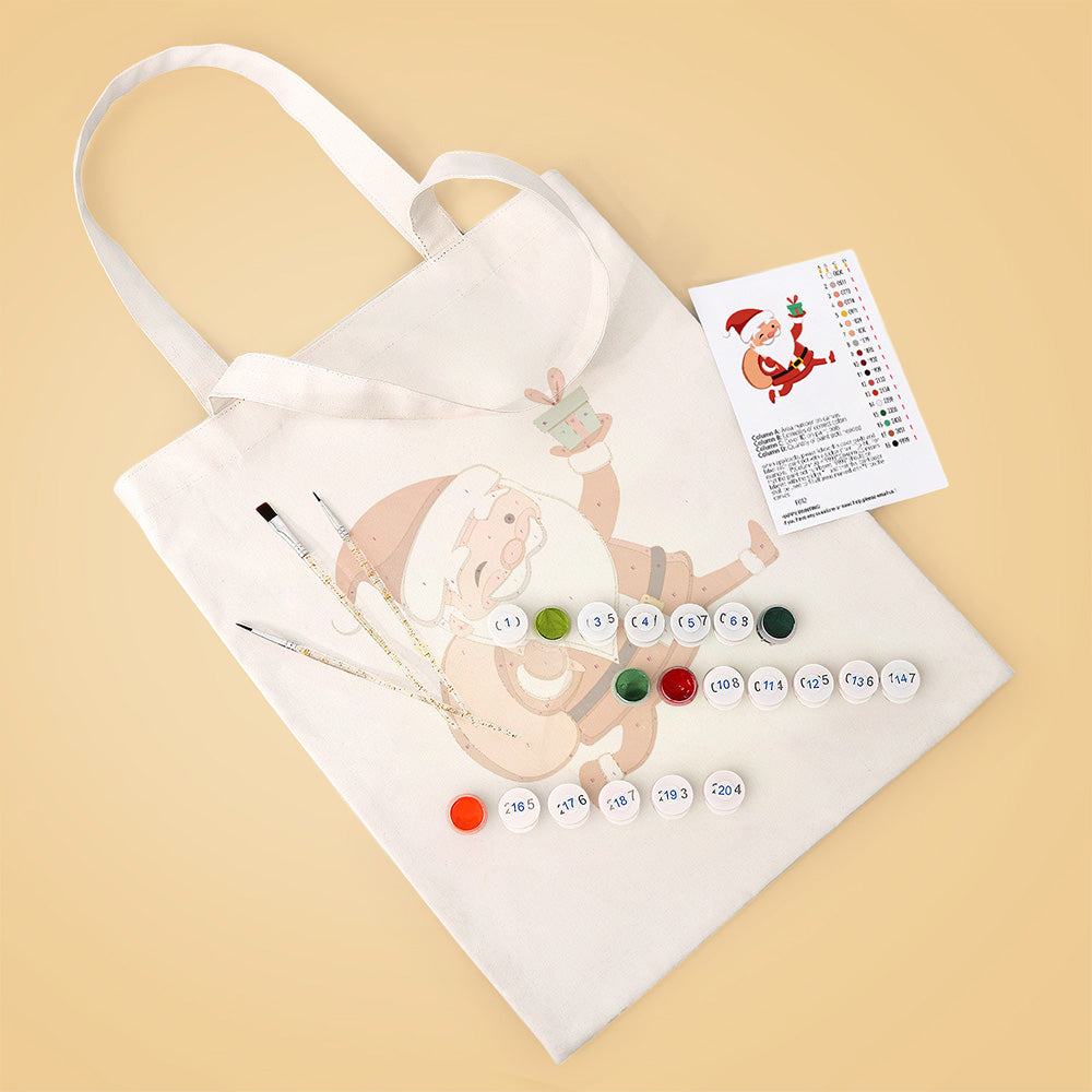 Vrolijke Kerstman Canvas Tote Bag Schilderen op Nummers