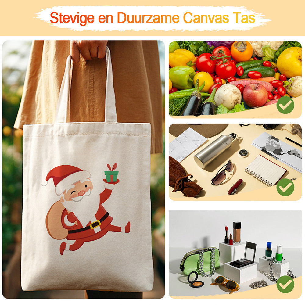 Vrolijke Kerstman Canvas Tote Bag Schilderen op Nummers