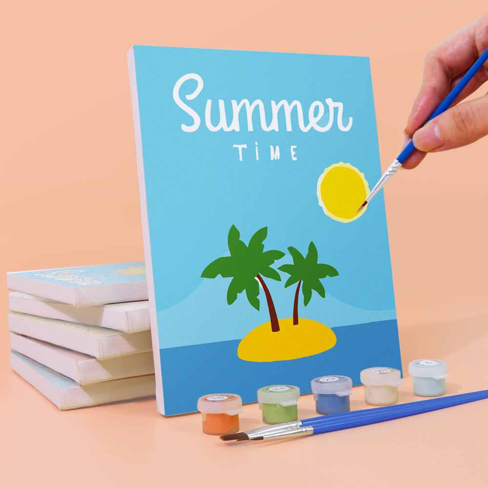 Vrolijke Zomertijd 6 Stuks Mini Schilderen op Nummers