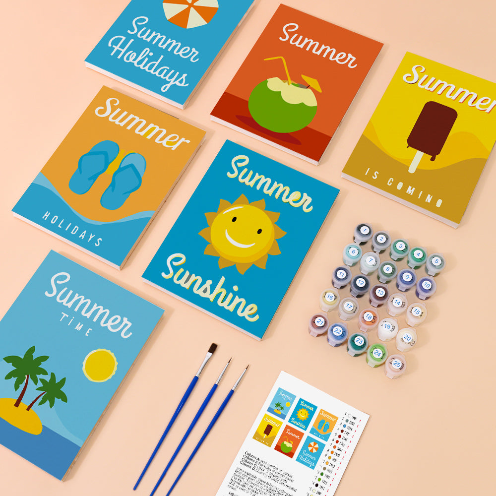 Vrolijke Zomertijd 6 Stuks Mini Schilderen op Nummers