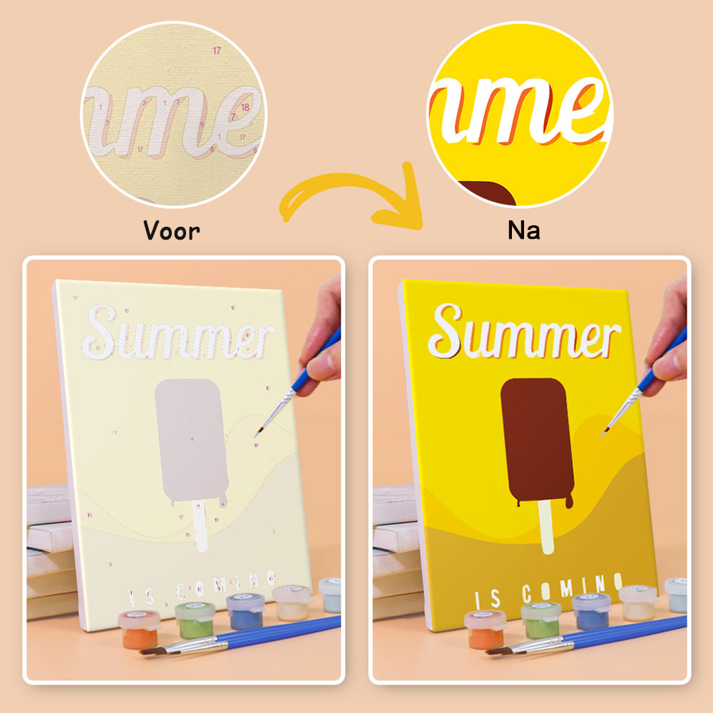 Vrolijke Zomertijd 6 Stuks Mini Schilderen op Nummers
