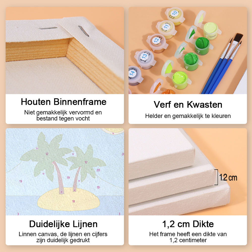 Vrolijke Zomertijd 6 Stuks Mini Schilderen op Nummers