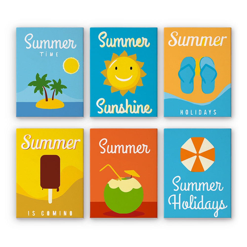 Vrolijke Zomertijd 6 Stuks Mini Schilderen op Nummers