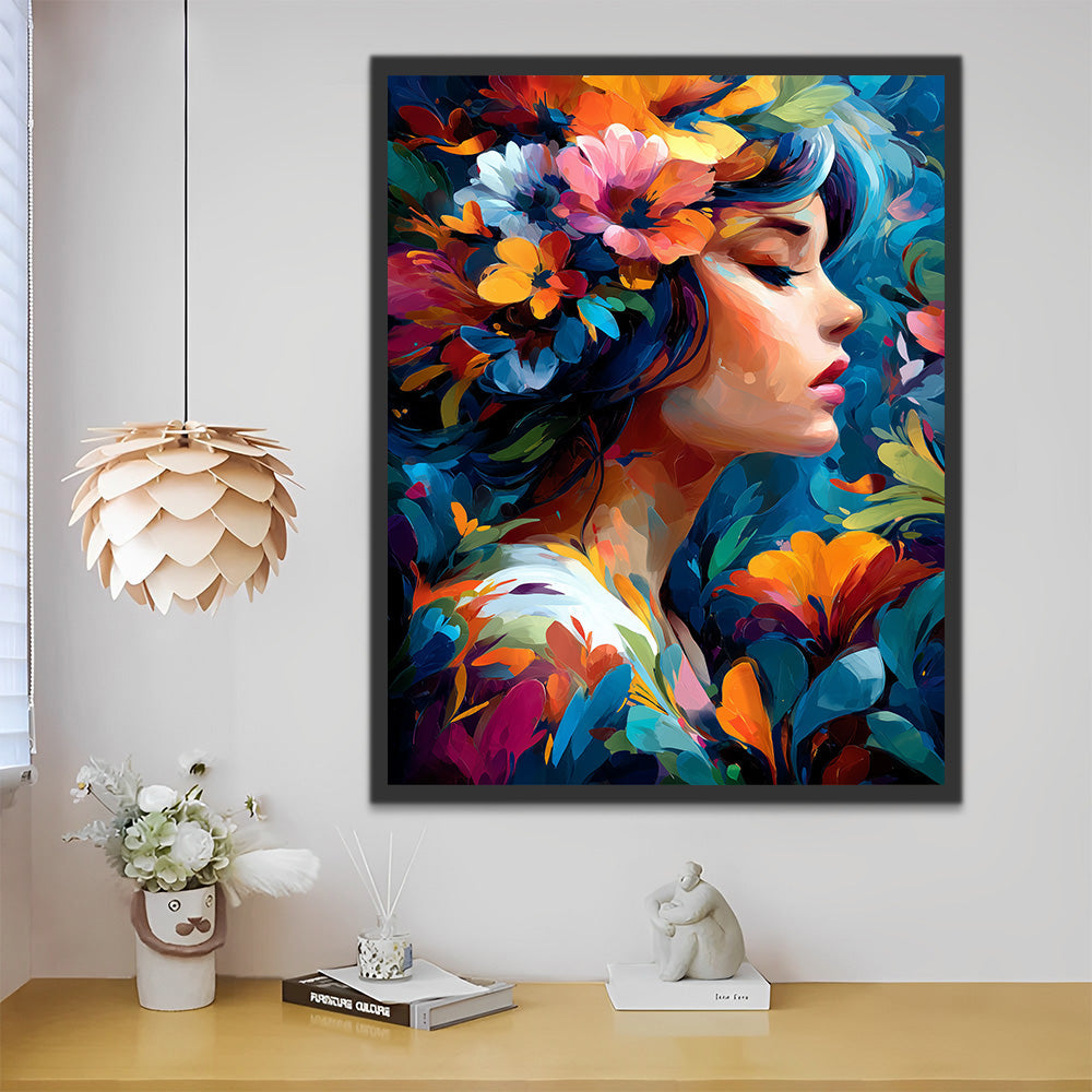 Vrouw tussen Bloemen Schilderen op Nummers