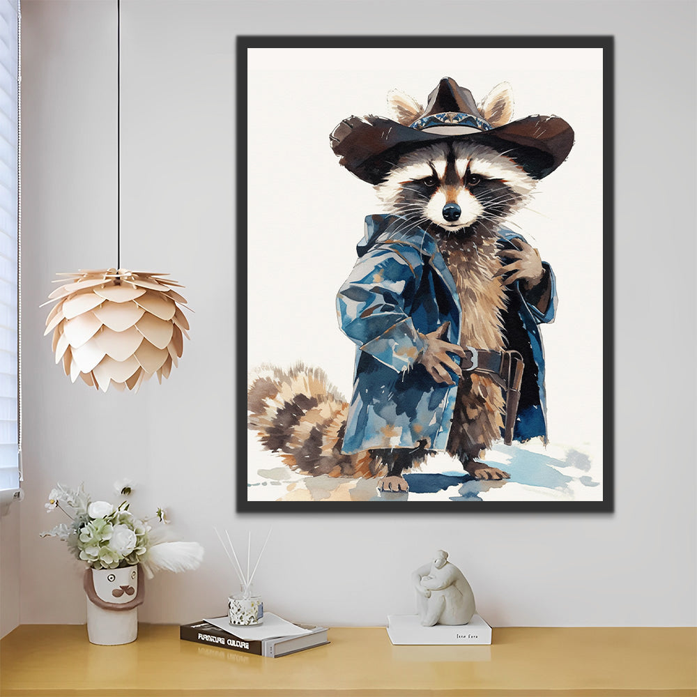 Wasbeer in cowboystijl Schilderen op Nummers
