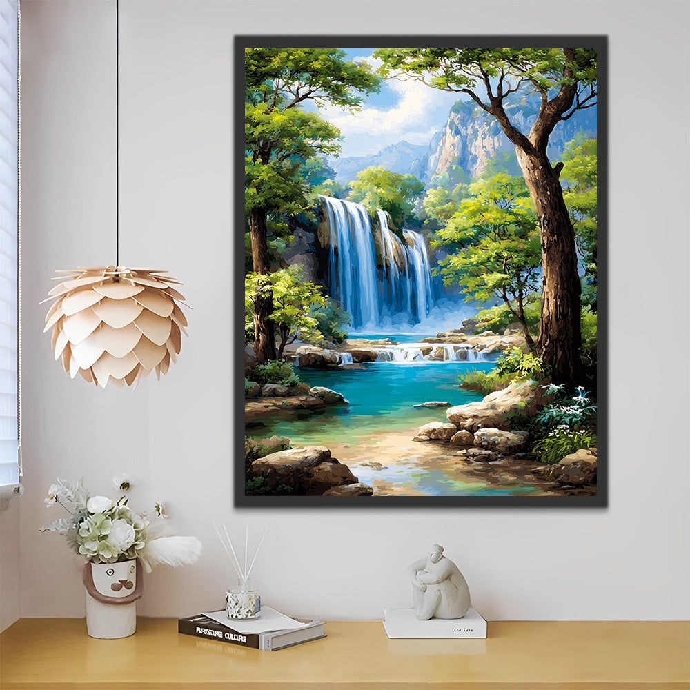 Waterval in de Bergen Schilderen op Nummers