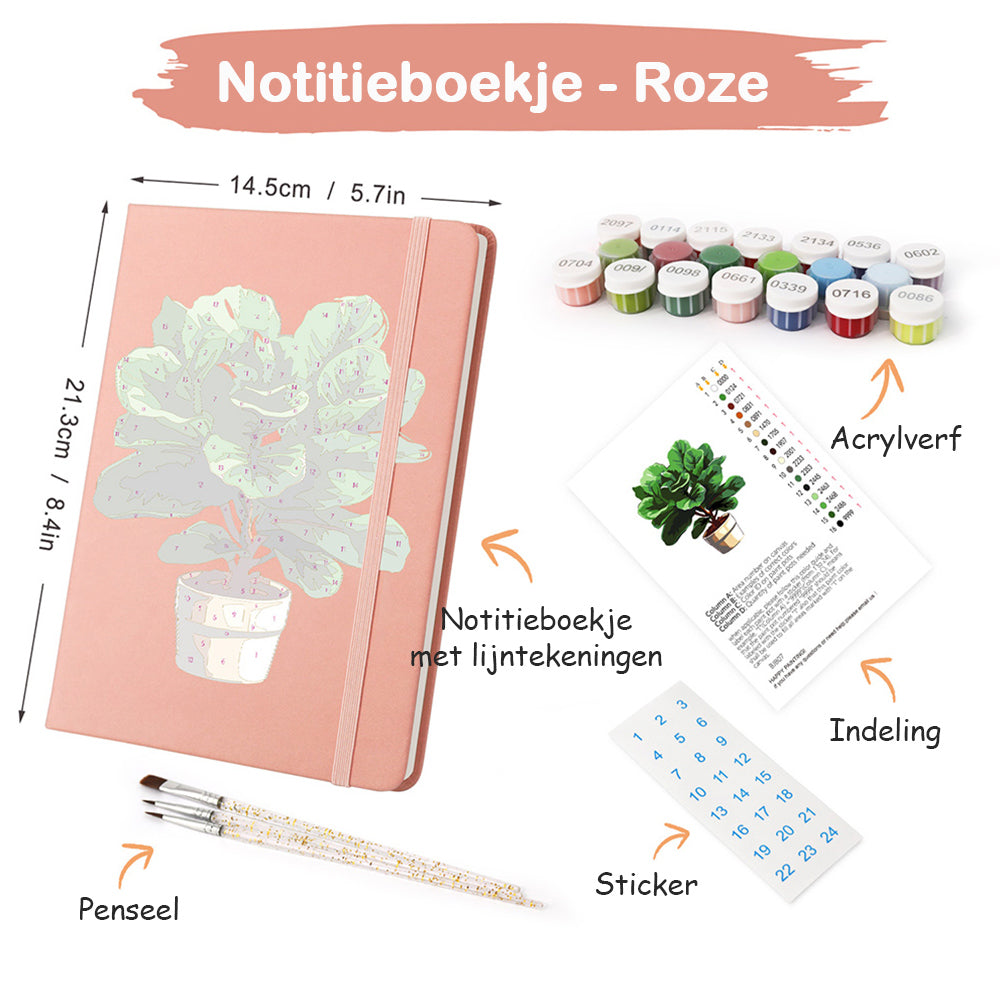 Weelderige Groene Kamerplanten Notitieboek Schilderen op Nummers