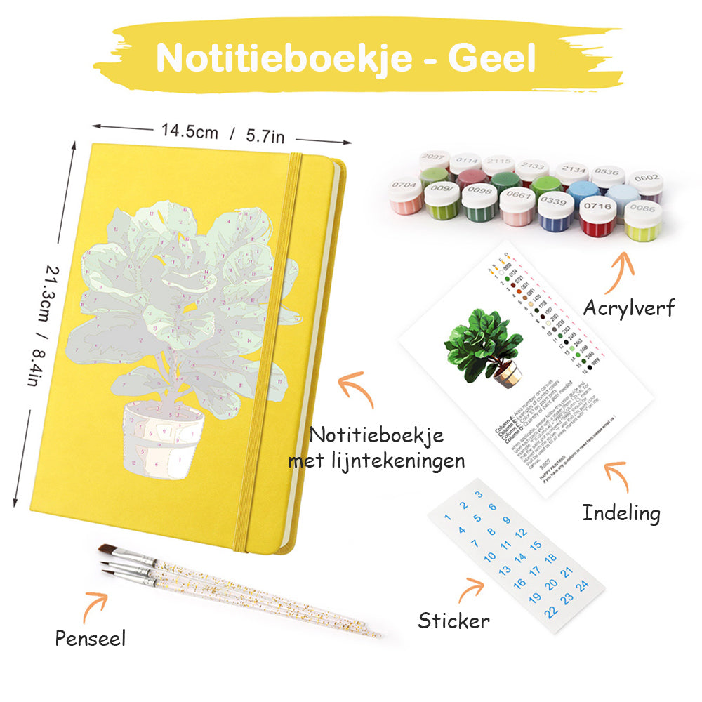 Weelderige Groene Kamerplanten Notitieboek Schilderen op Nummers