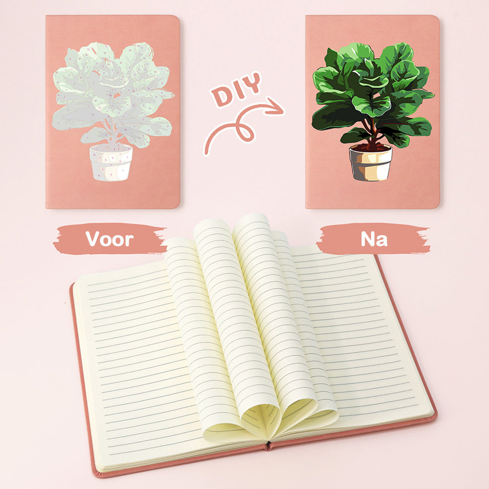 Weelderige Groene Kamerplanten Notitieboek Schilderen op Nummers
