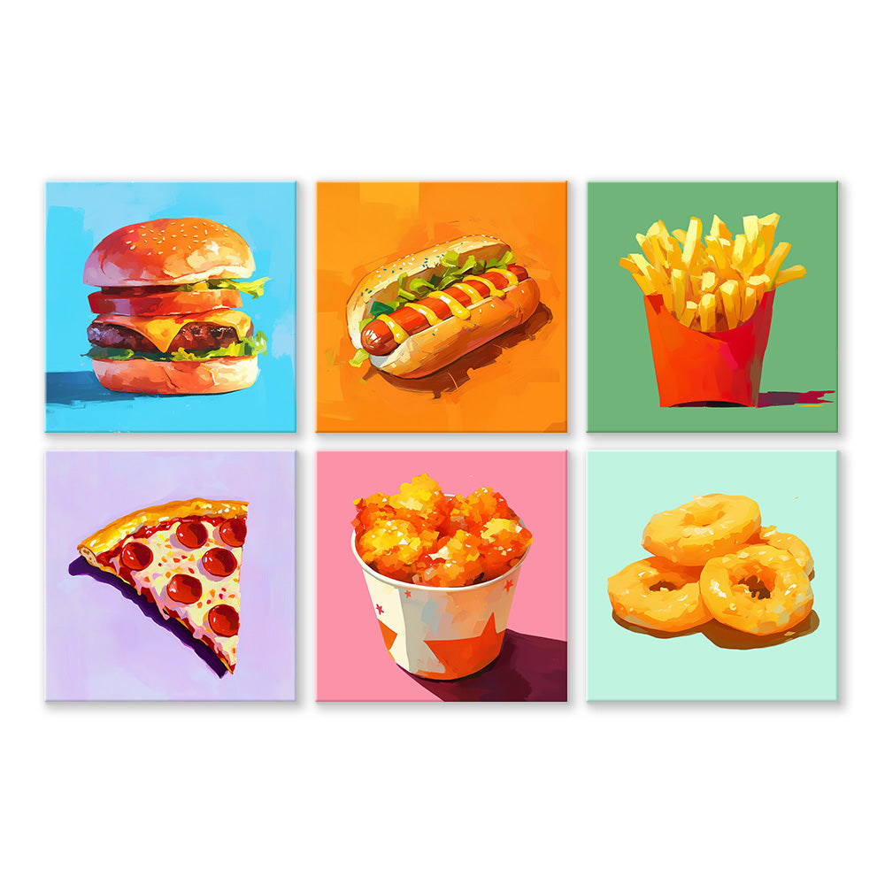 Westerse Fastfood 6 Stuks Mini Schilderen op Nummers
