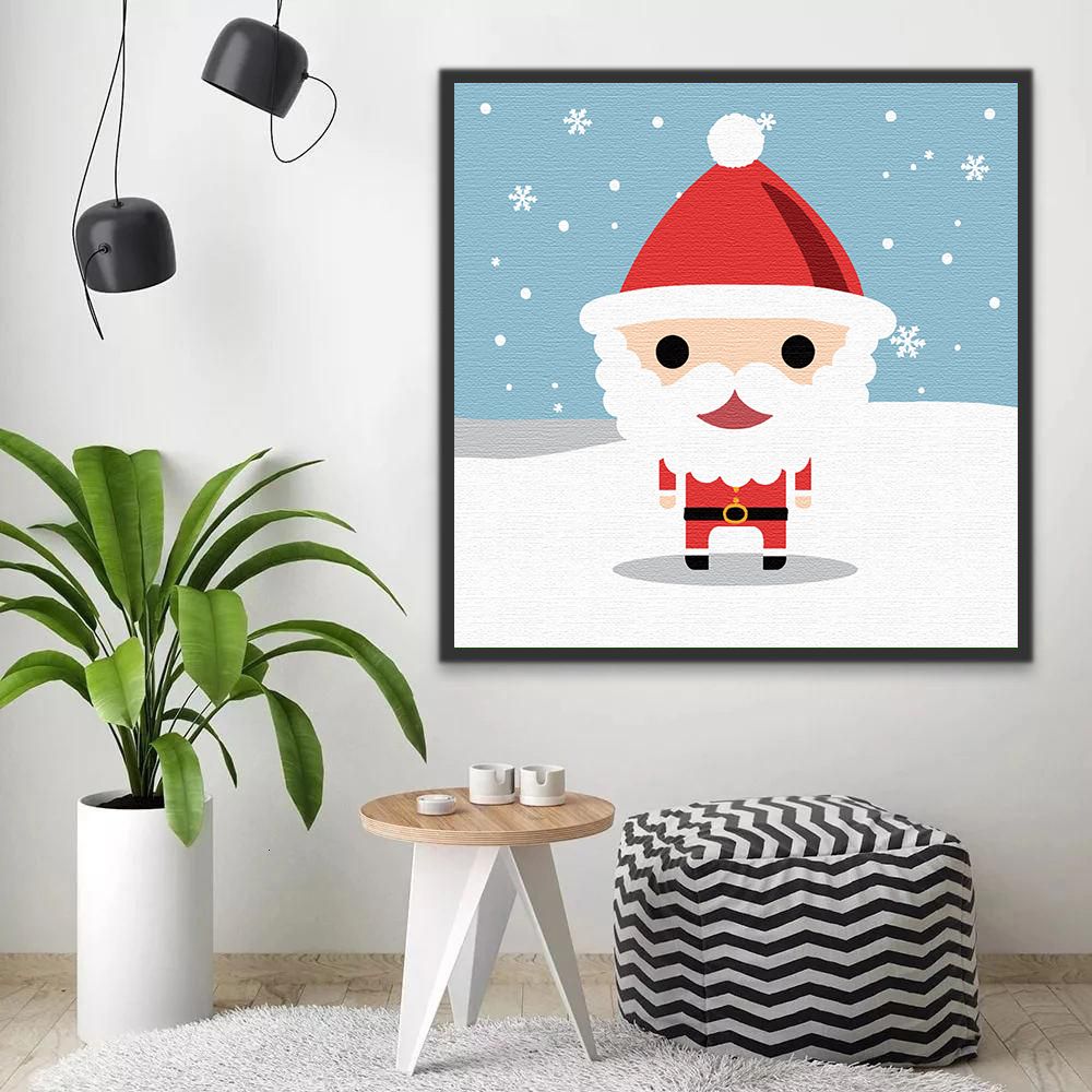 Witte Bebaarde Cartoon Kerstman Schilderen op Nummers
