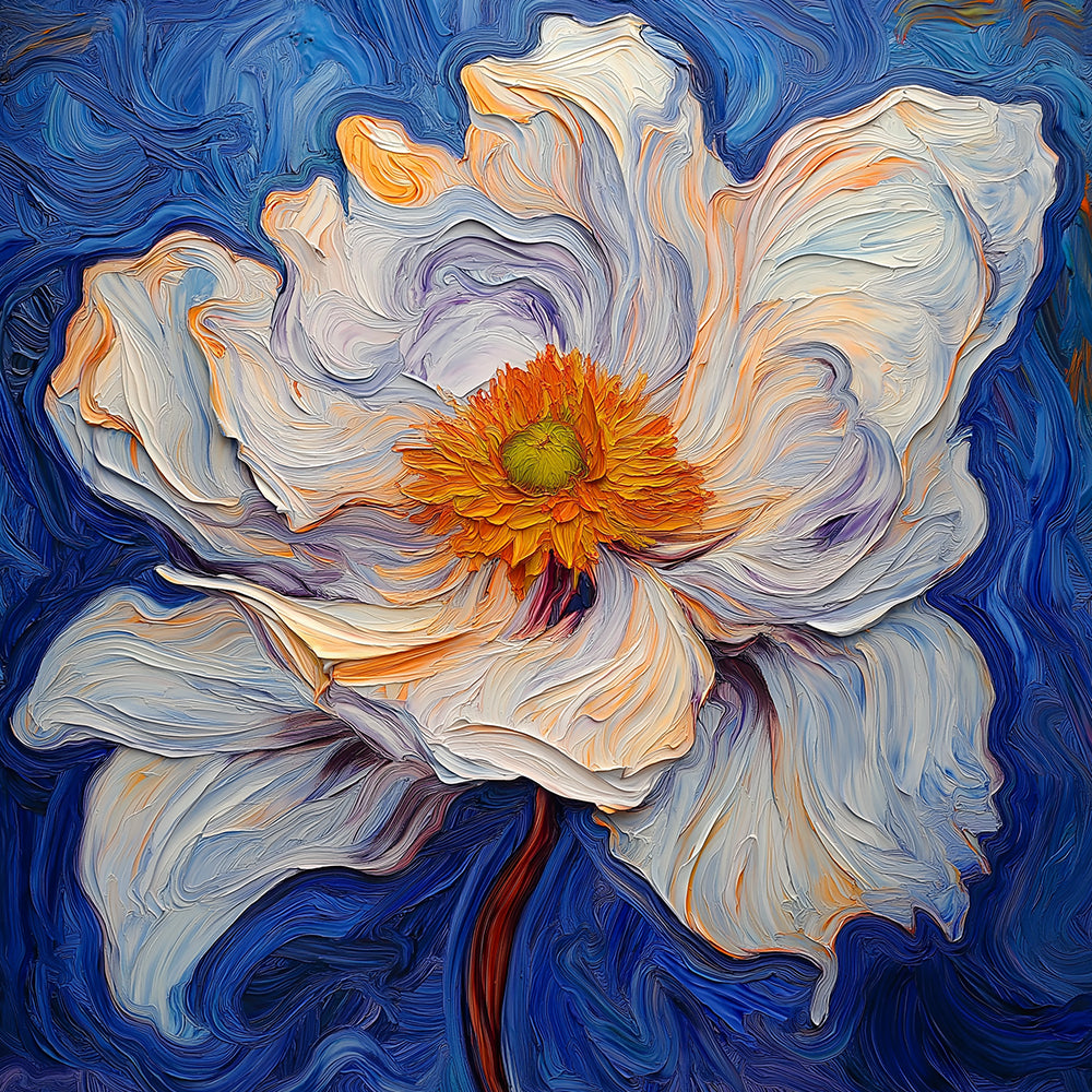 Witte Bloemen met Gele Meeldraden Mini Schilderen op Nummers
