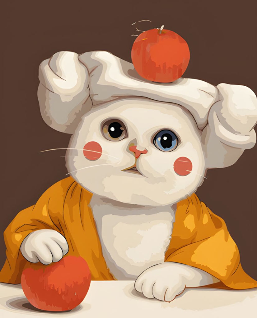 Witte Kat in Yukata Schilderen op Nummers