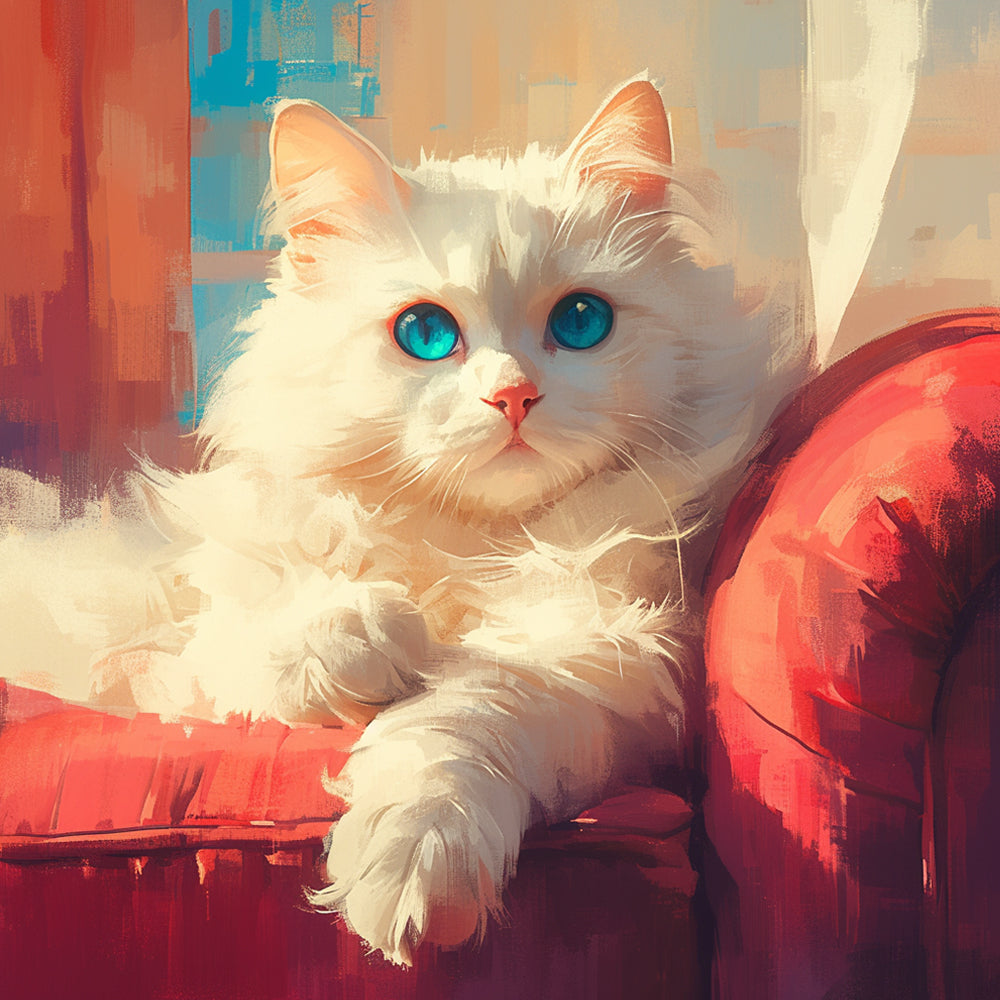 Witte Kat met Blauwe Ogen Schilderen op Nummers