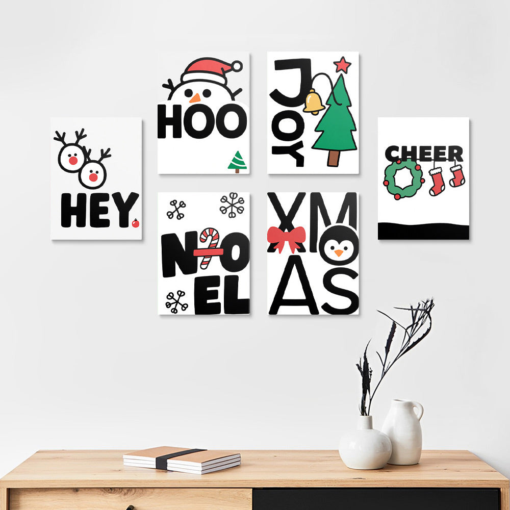 Witte Kerst 6 Stuks Mini Schilderen op Nummers