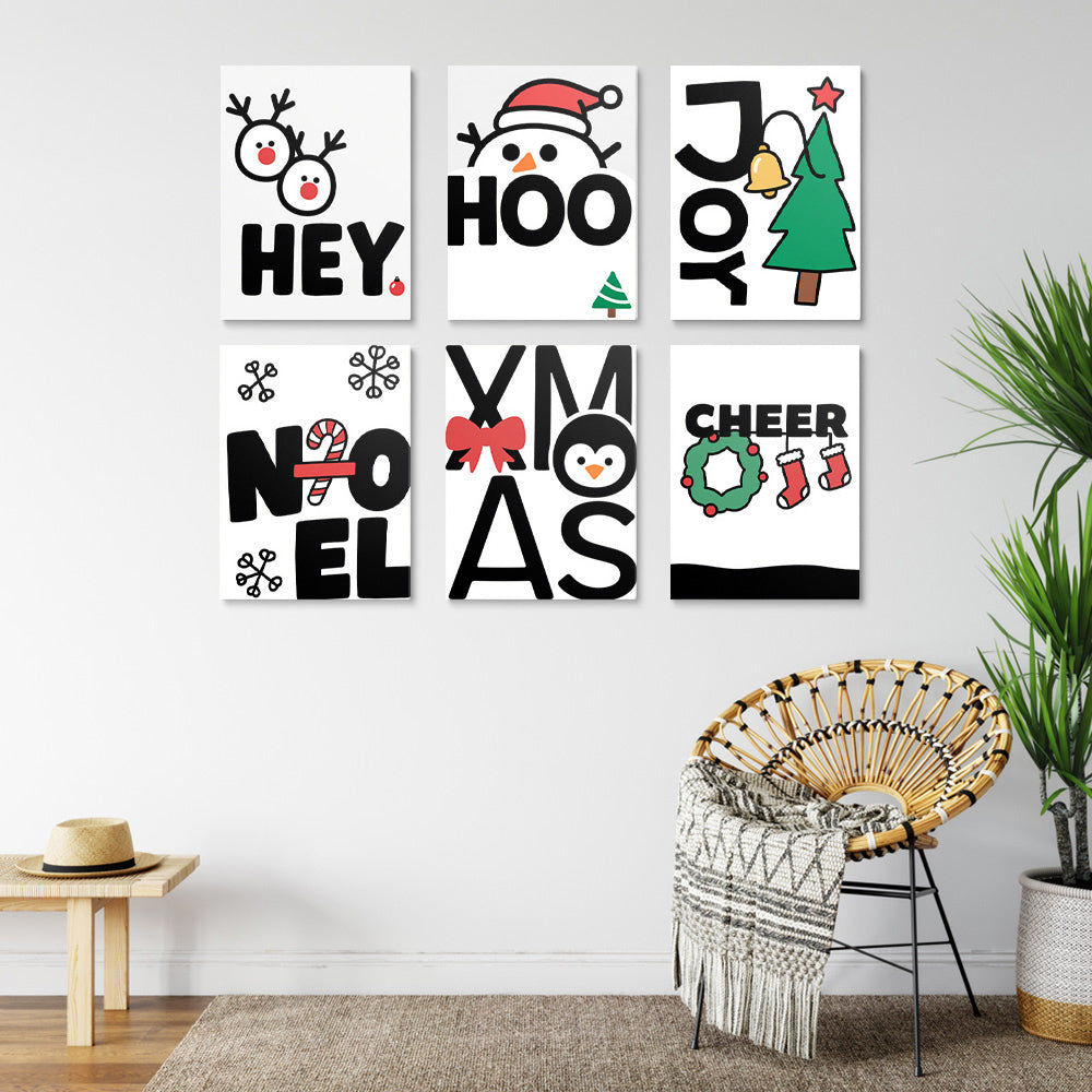 Witte Kerst 6 Stuks Mini Schilderen op Nummers