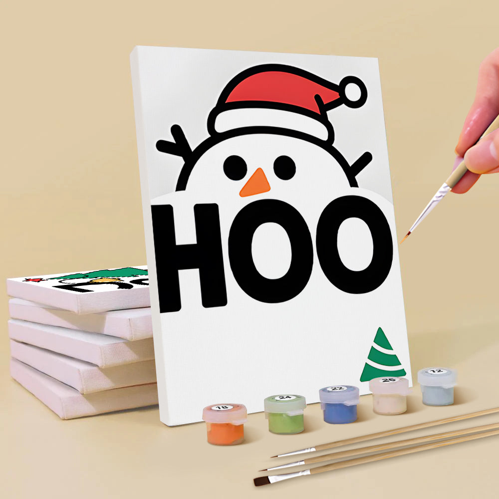Witte Kerst 6 Stuks Mini Schilderen op Nummers