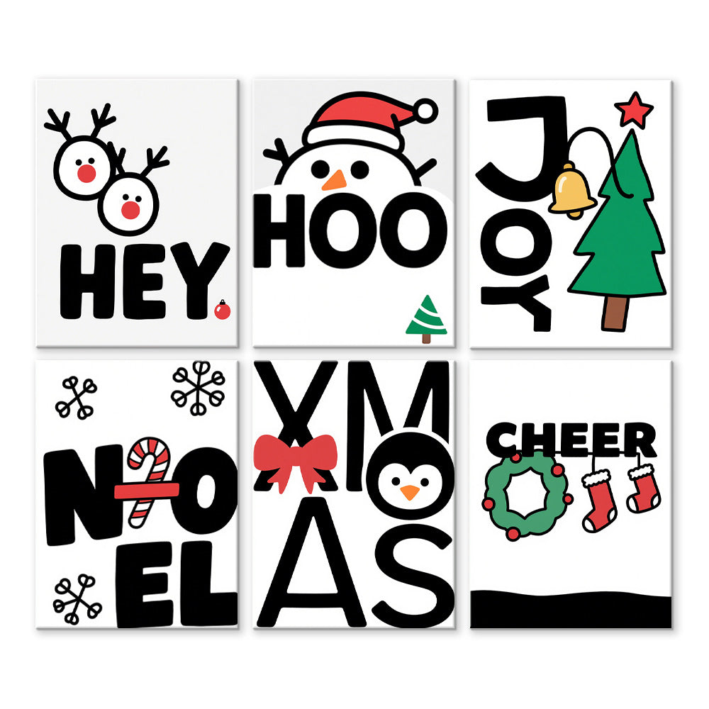 Witte Kerst 6 Stuks Mini Schilderen op Nummers