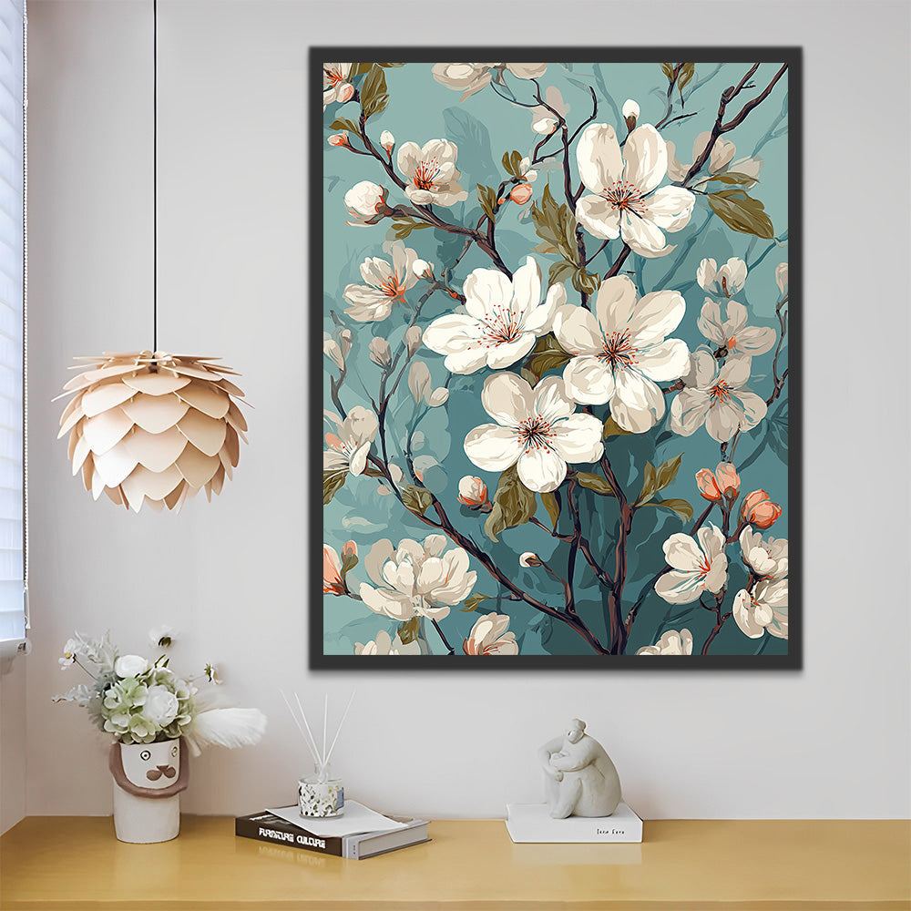 Witte Sierappelbloemen Schilderen op Nummers