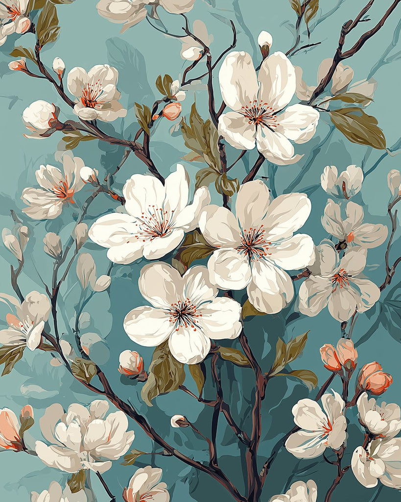 Witte Sierappelbloemen Schilderen op Nummers