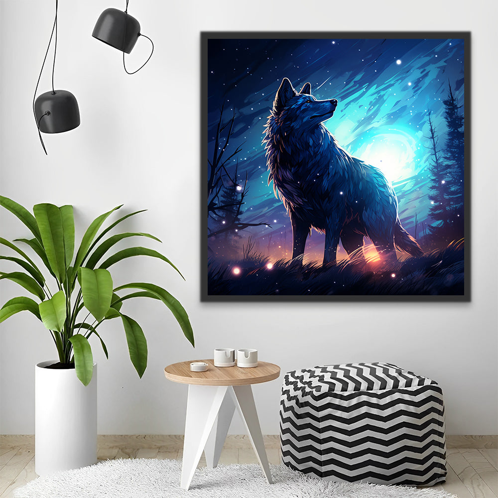 Wolven en Blauwe Aurora Schilderen op Nummers