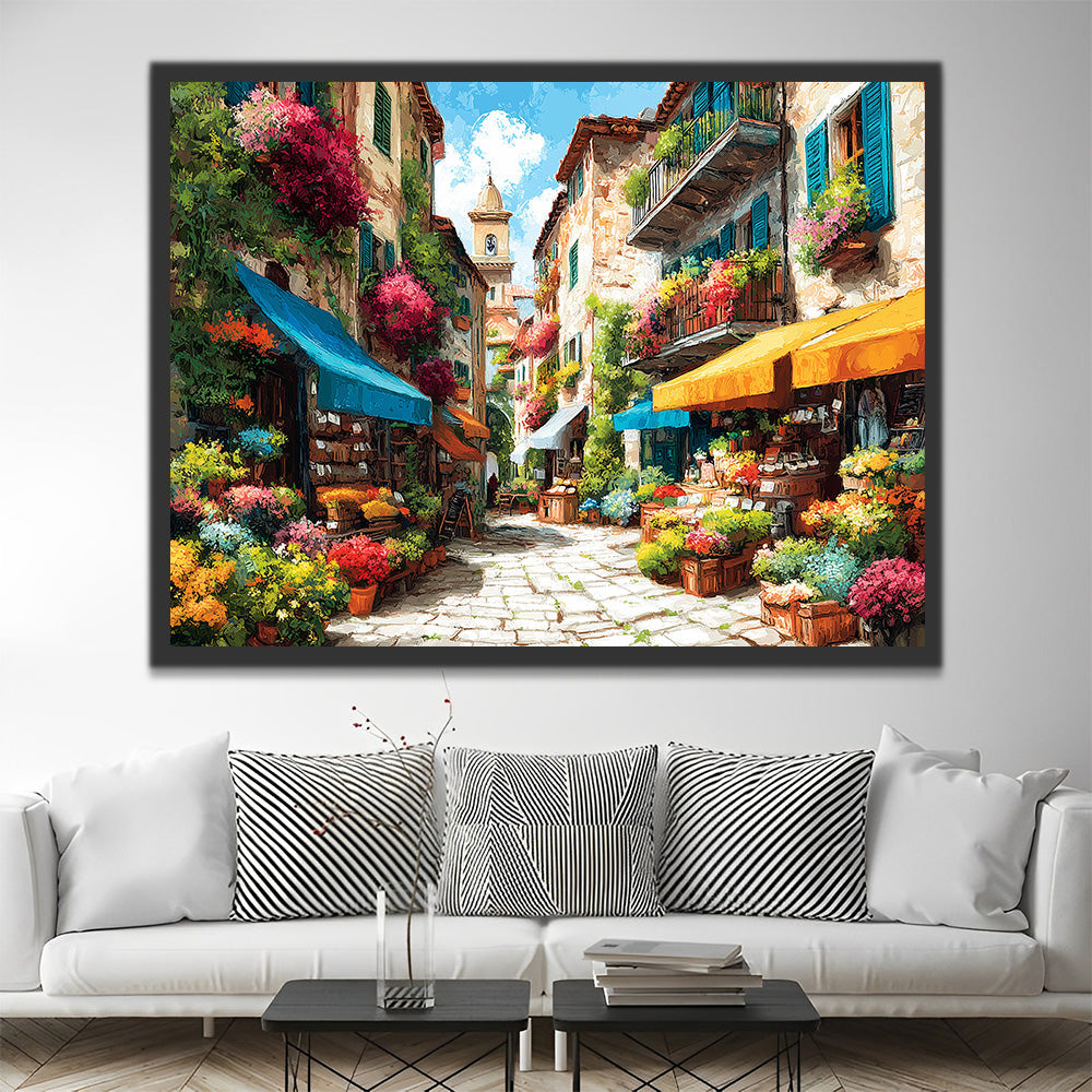 Woongebouw vol Bloemen Schilderen op Nummers