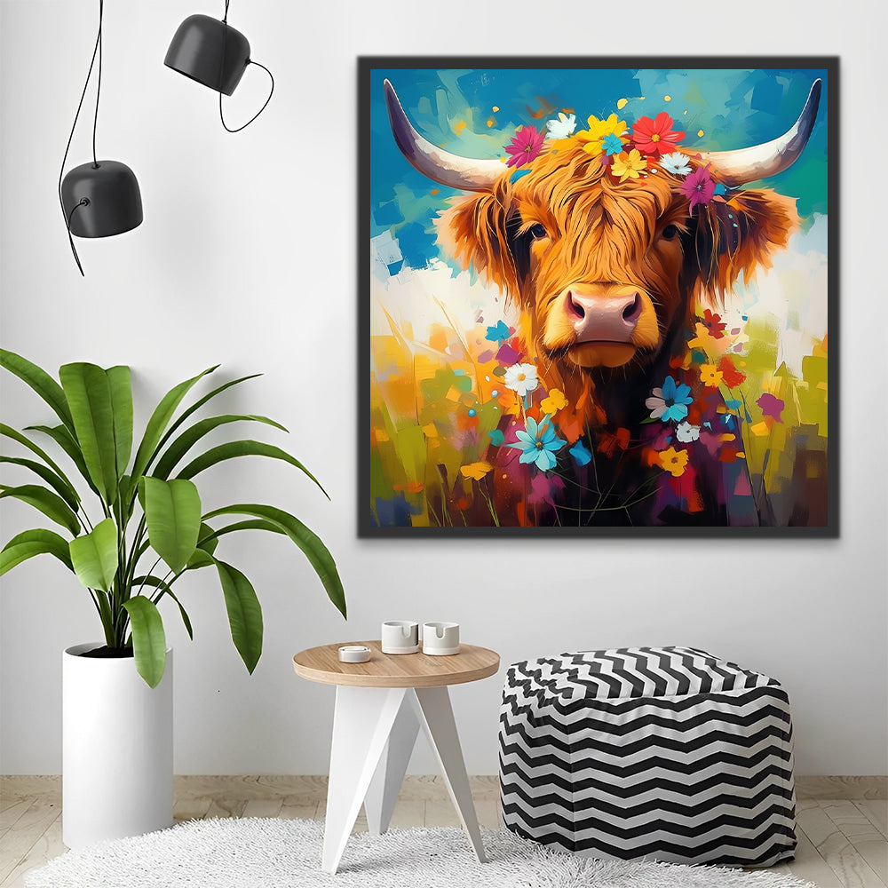 Yak en Kleurrijke Bloemen Schilderen op Nummers