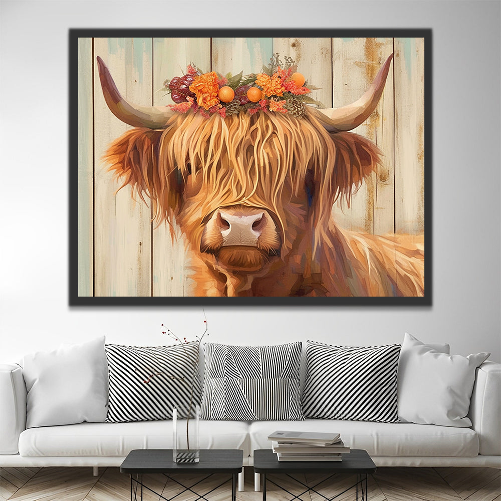 Yak met Bloemenkrans Schilderen op Nummers