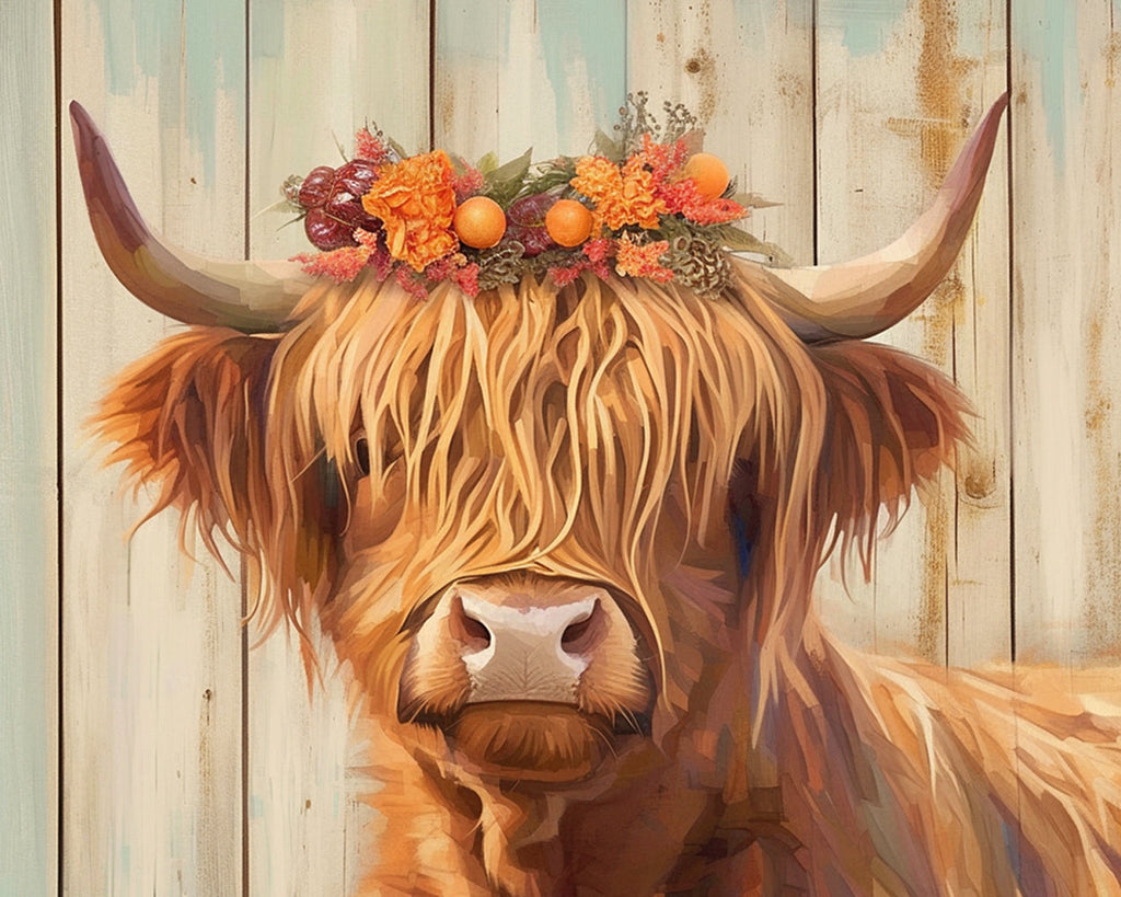 Yak met Bloemenkrans Schilderen op Nummers