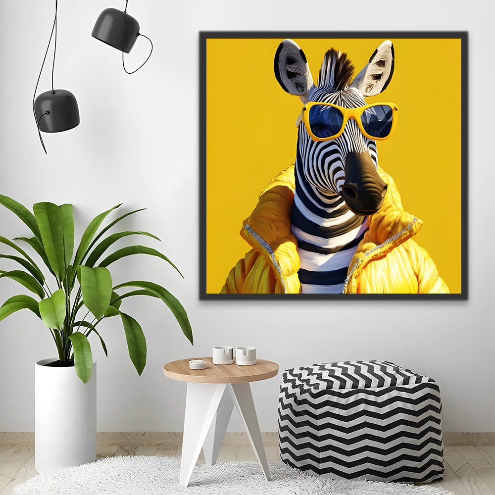 Zebra met Gele Zonnebril Schilderen op Nummers
