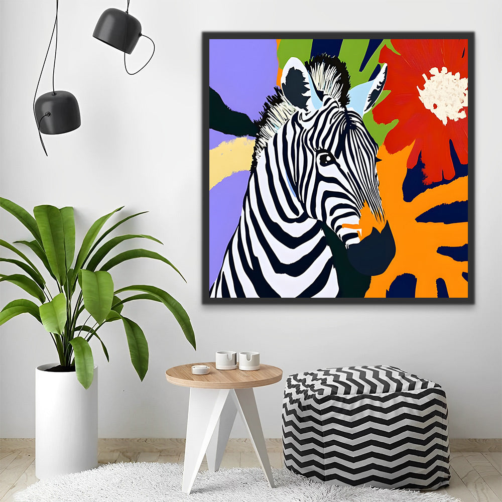 Zebra op Gekleurde Achtergrond Schilderen op Nummers