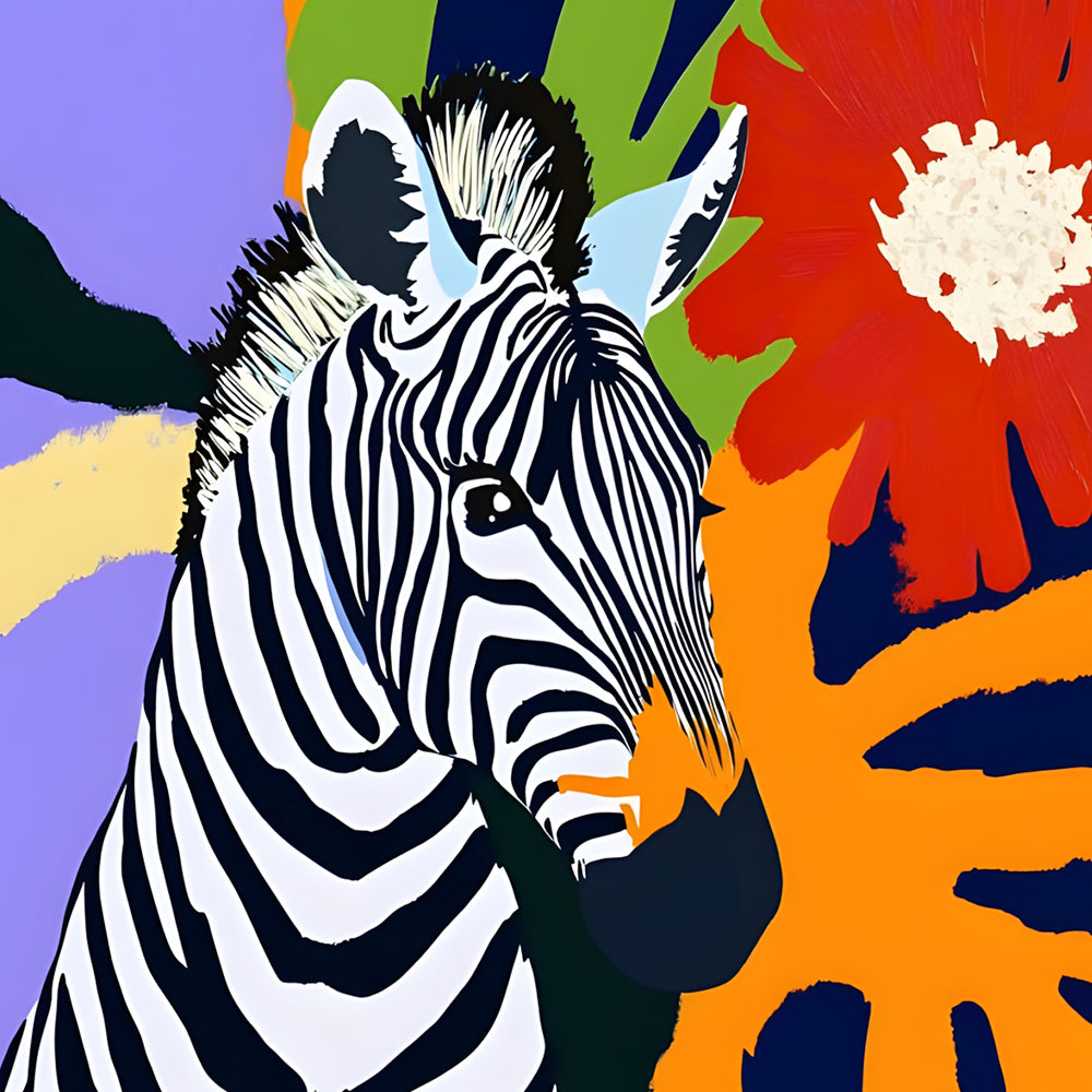Zebra op Gekleurde Achtergrond Schilderen op Nummers