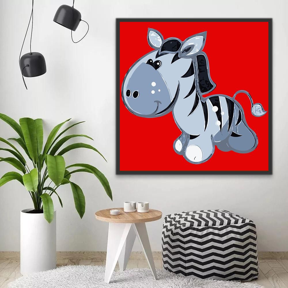 Zebra op Rode Achtergrond Schilderen op Nummers