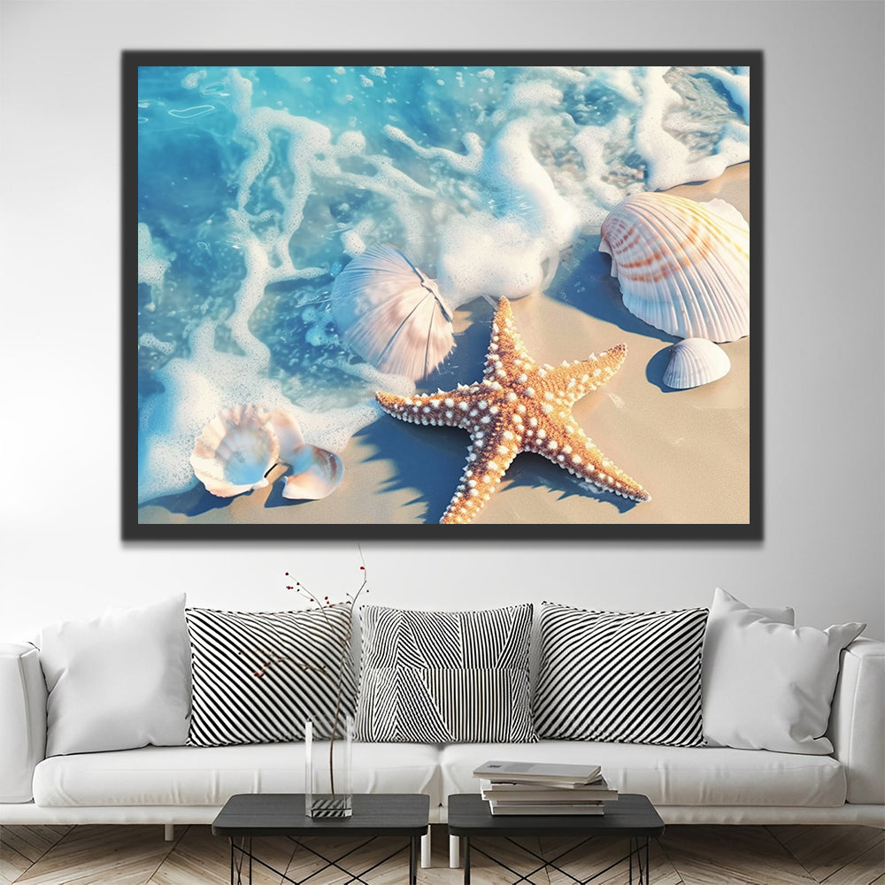 Zeesterren en Schelpen op het Strand Schilderen op Nummers