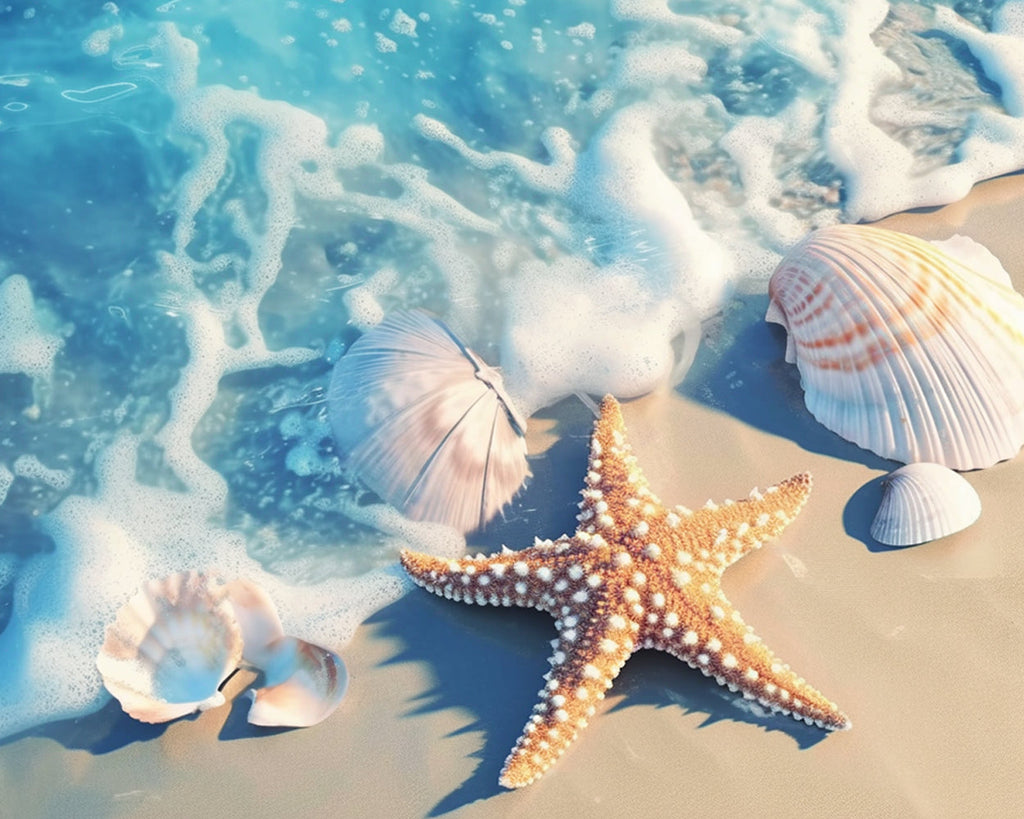 Zeesterren en Schelpen op het Strand Schilderen op Nummers