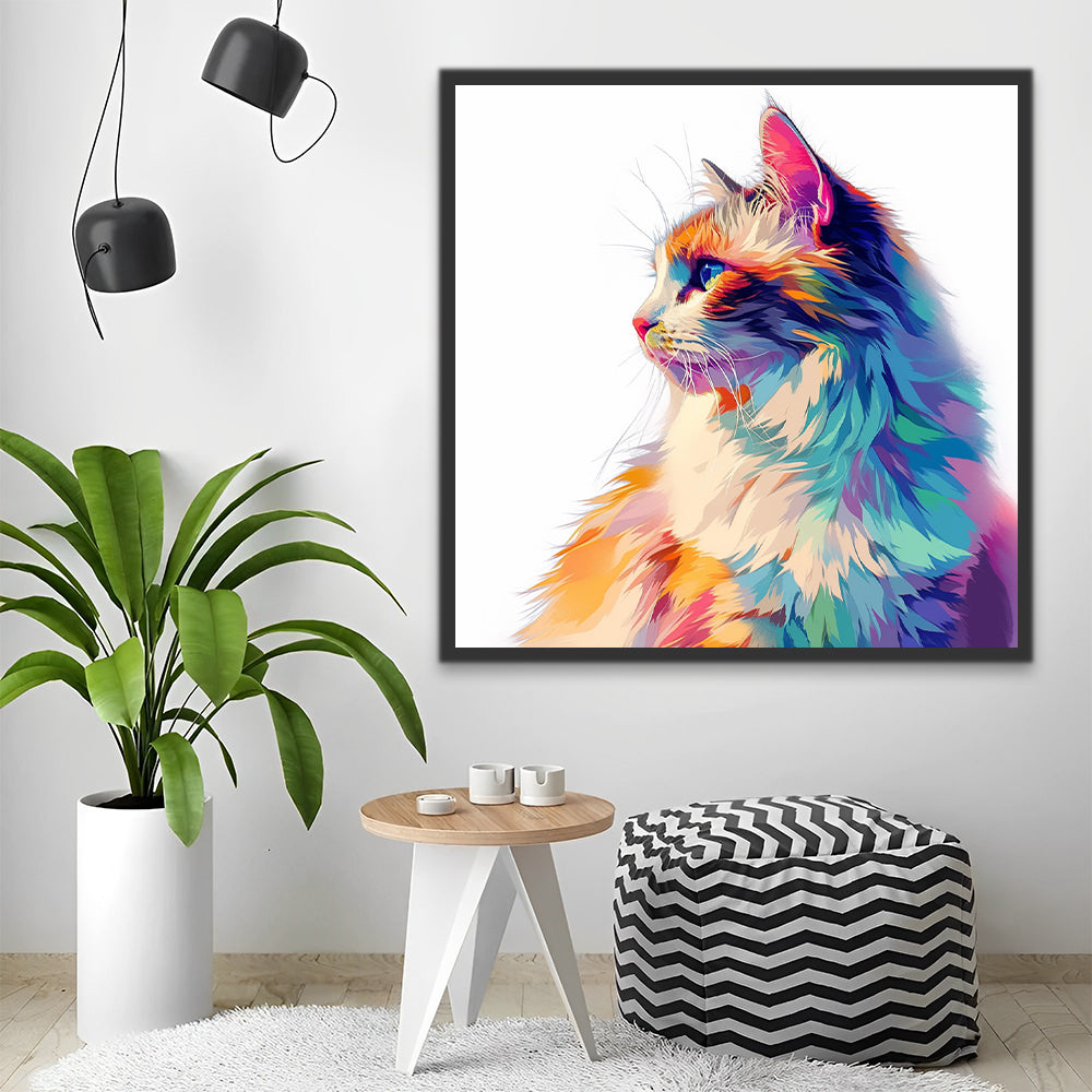 Zijaanzicht van Kat met Gekleurd Haar Schilderen op Nummers