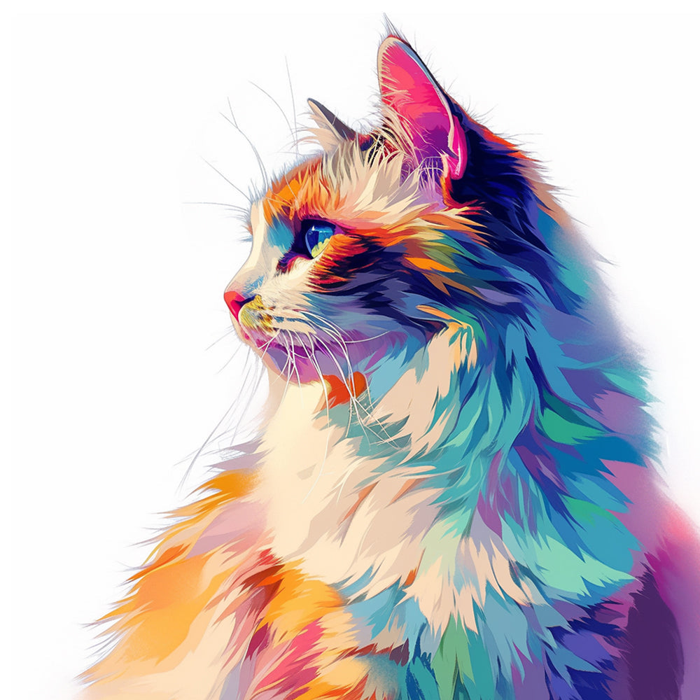 Zijaanzicht van Kat met Gekleurd Haar Schilderen op Nummers