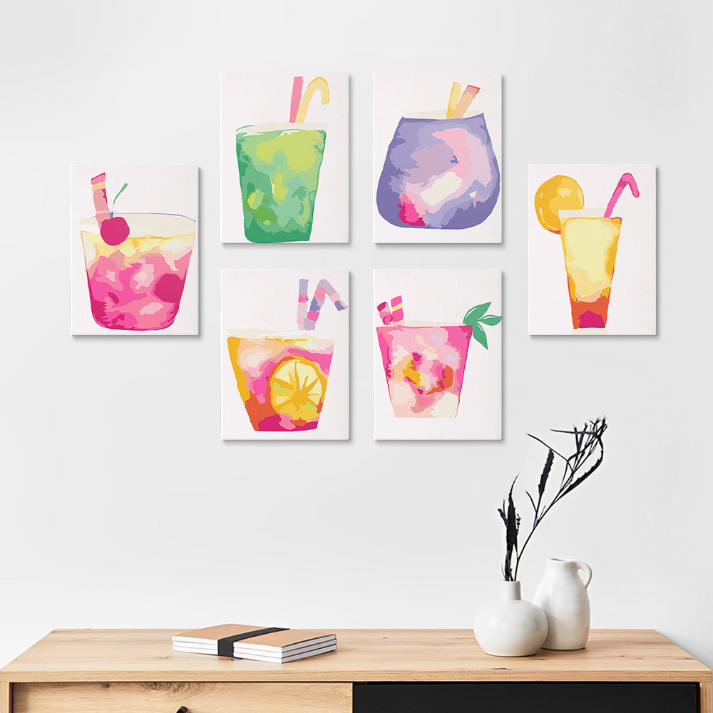 Zoete Cocktail 6 Stuks Mini Schilderen op Nummers