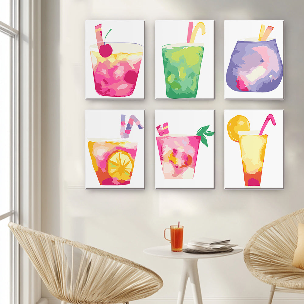 Zoete Cocktail 6 Stuks Mini Schilderen op Nummers