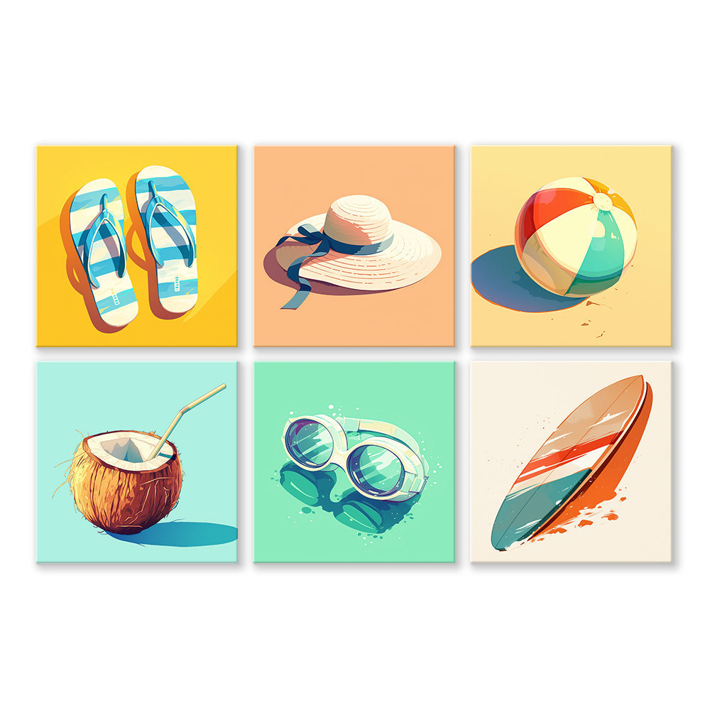 Zomer Strandartikelen 6 Stuks Mini Schilderen op Nummers