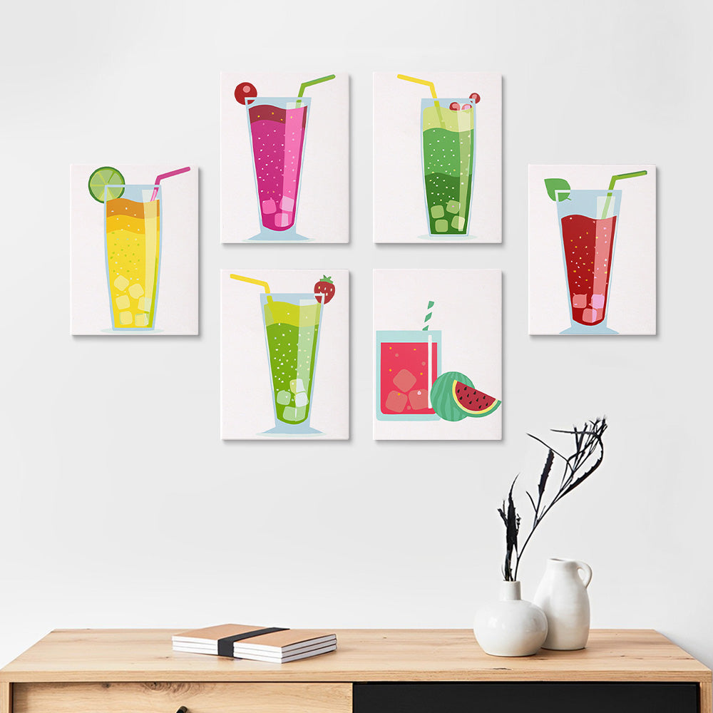 Zomercocktail 6 Stuks Mini Schilderen op Nummers
